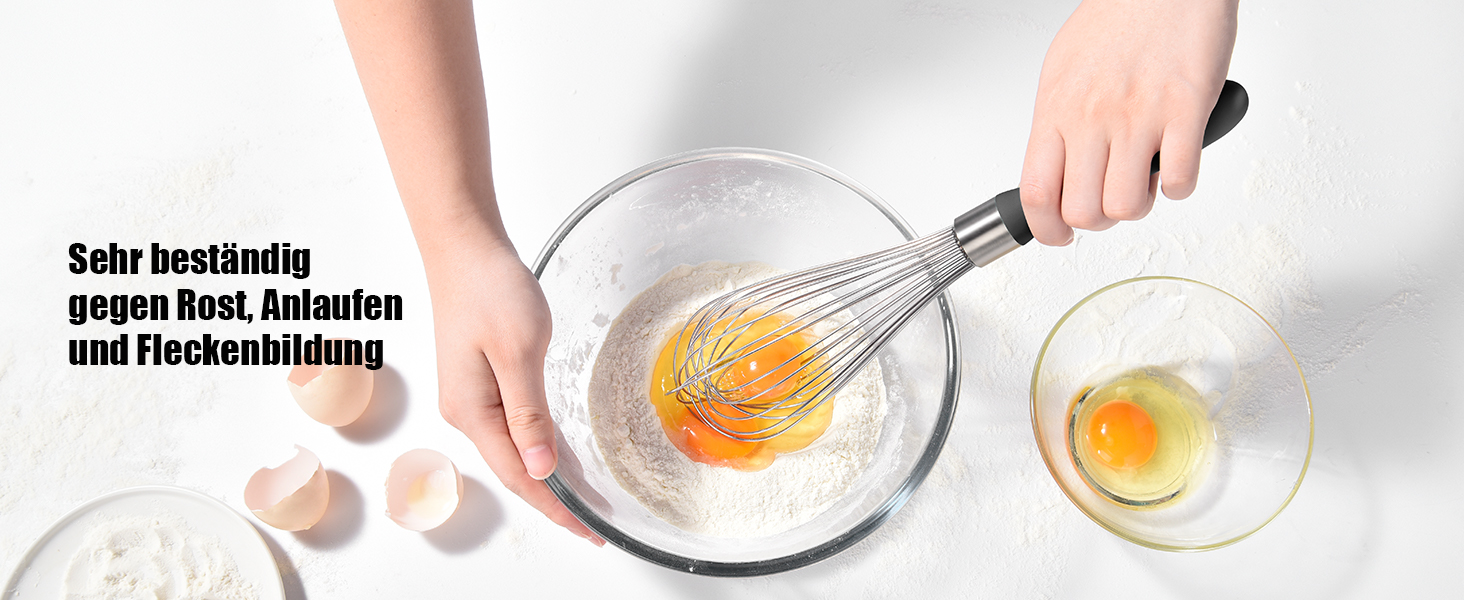 Міксер ручний кухонний Doosu 30см, з нержавіючої сталі 18/8, 12 гнучких дротів, чорний