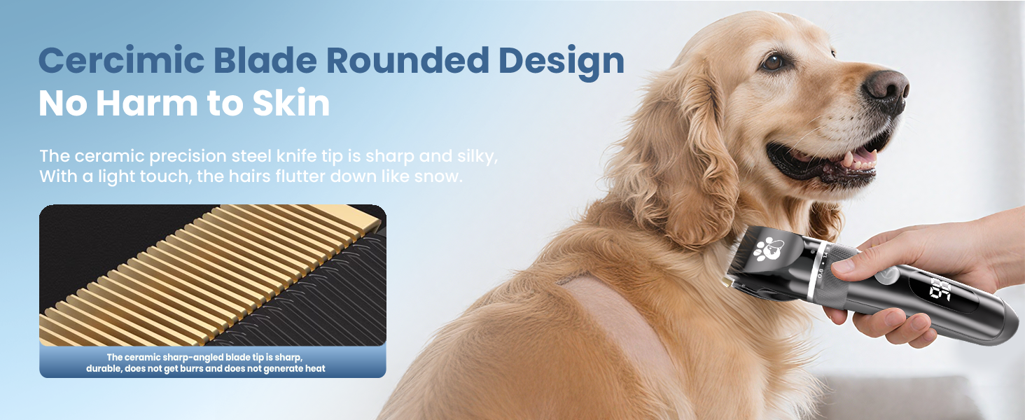 Професійний собачий триммер для собак та котів, бездротовий, 2 швидкості, LED-дисплей, IPX5, для собак та котів середніх та малих порід