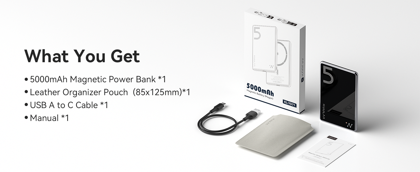 Power Bank Ultra Slim MagSafe 5000mAh PD20W для iPhone: захисний кейс з магнітним кріпленням (Чорний)