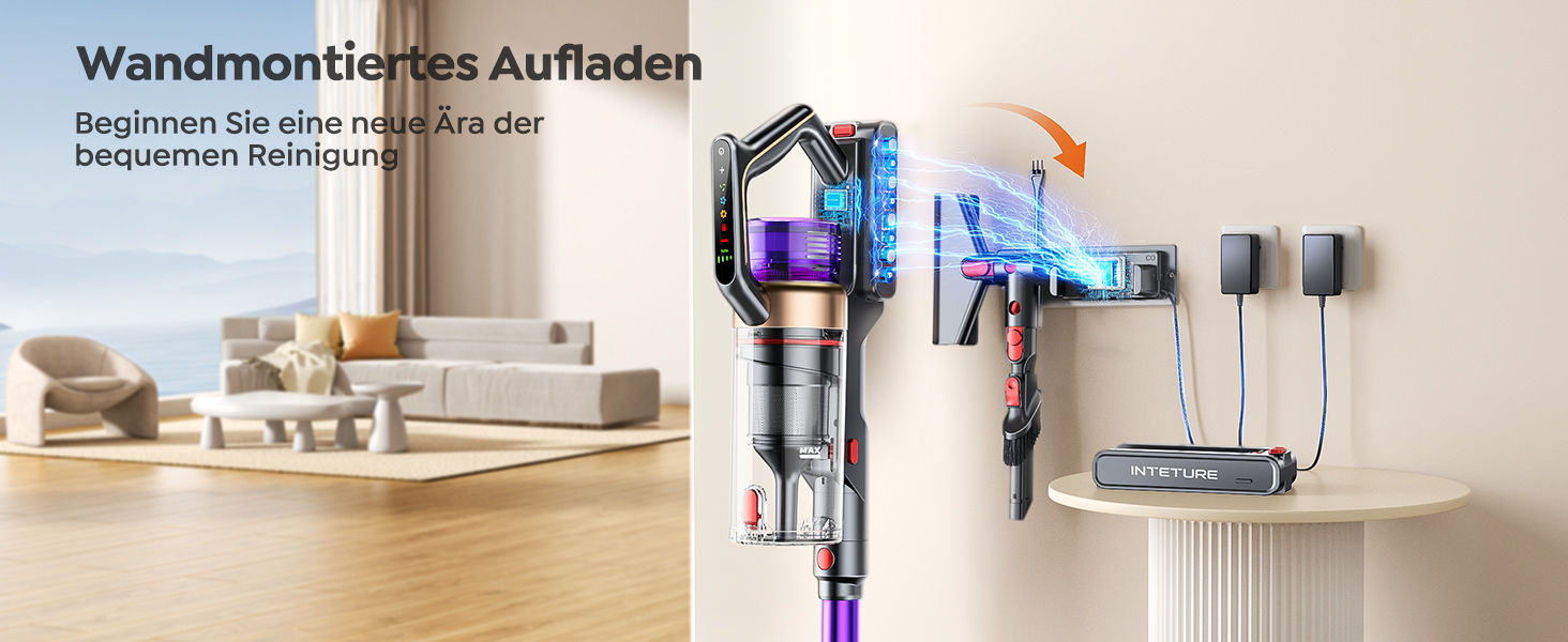 Акумуляторний пилосос 50KPa/600W/65Min з бездротовою зарядкою, автоматичним режимом Green Light та сенсорним екраном. Підходить для будь-яких покриттів.