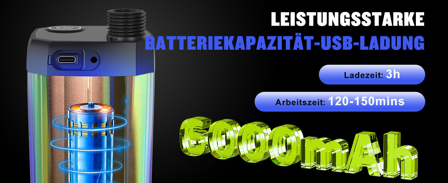 Портативний душ Spopal для кемпінгу, 6000mAh, з помпою та термометром, комплект для саду, авто, пляжу, подорожей, домашніх тварин, чорний