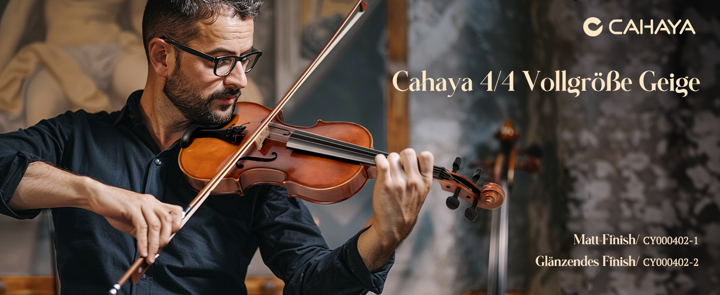 Скрипка CAHAYA з масиву дерева 4/4 матова, ручної роботи: повний набір для початківців, дорослих, учнів та дітей 12 років - скрипка з масиву дерева, футляр, підставка для плеча, тюнер, колінь