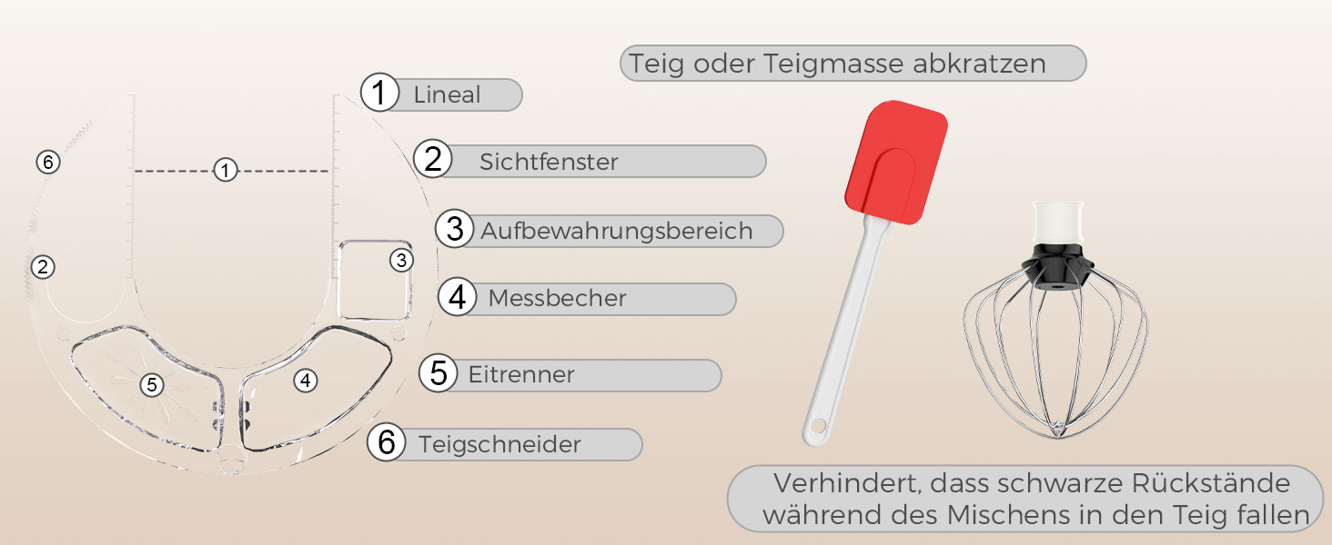 Кухонна машина YASHE 1500W з чашами 4.5 та 5L, 10+ швидкостей, нахильний корпус, гак для тіста, вінчик та насадка для збивання, багатофункціональна