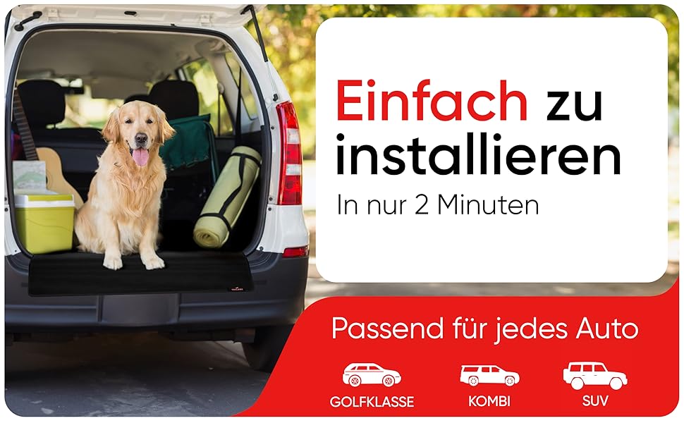 Захист для багажника WALSER Cäsar: килимок з боковим захистом, водонепроникний, для собак, чорний