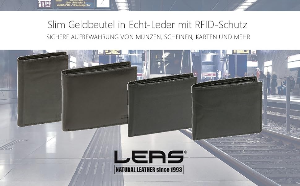 Шкіряний картхолдер LEAS для кредитних карток з RFID-захистом, чорний, серія Card-Collection
