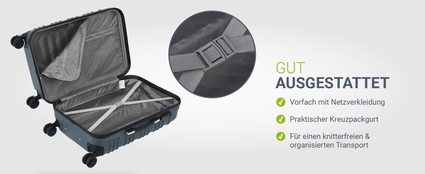 Набір валіз Juskys® Hartschale 4 шт. - з кодовим замком, тихі колеса 360°, телескопічна ручка, легкий, колір антрацит