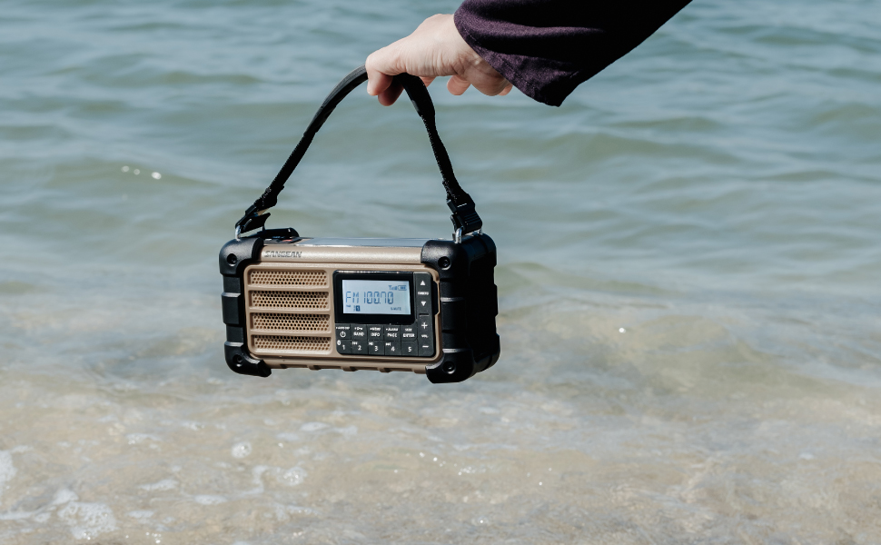 Радіо Sangean MMR-99: Багатофункціональне аварійне радіо з ручкою, FM/RDS, Bluetooth, LED-ліхтариком та IP55, для відпочинку на природі, кемпінгу та надзвичайних ситуацій, Desert Tan