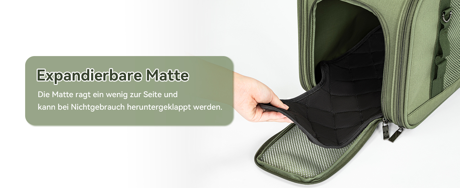 Транспортна переноска для кота та собаки Petsfit - міцна, дихаюча, з ковдрою та ручкою-телескопом, оливковий (49x23x28 см)