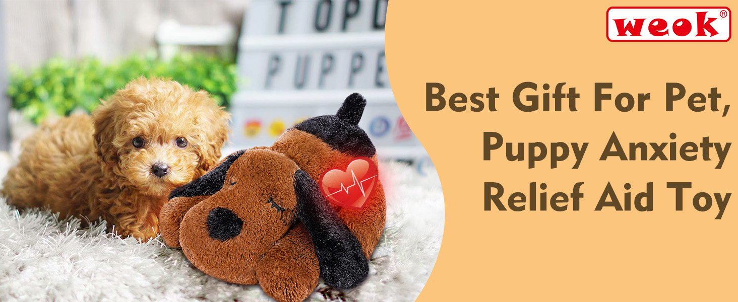 Heartbeat Puppy Plush Dog Toy, Puppy Heartbeat Stuffed Animal for Dogs Anxiety Relief Behavior Aid Toy, Heartbeat Plush Toys for Dogs (dark brown)