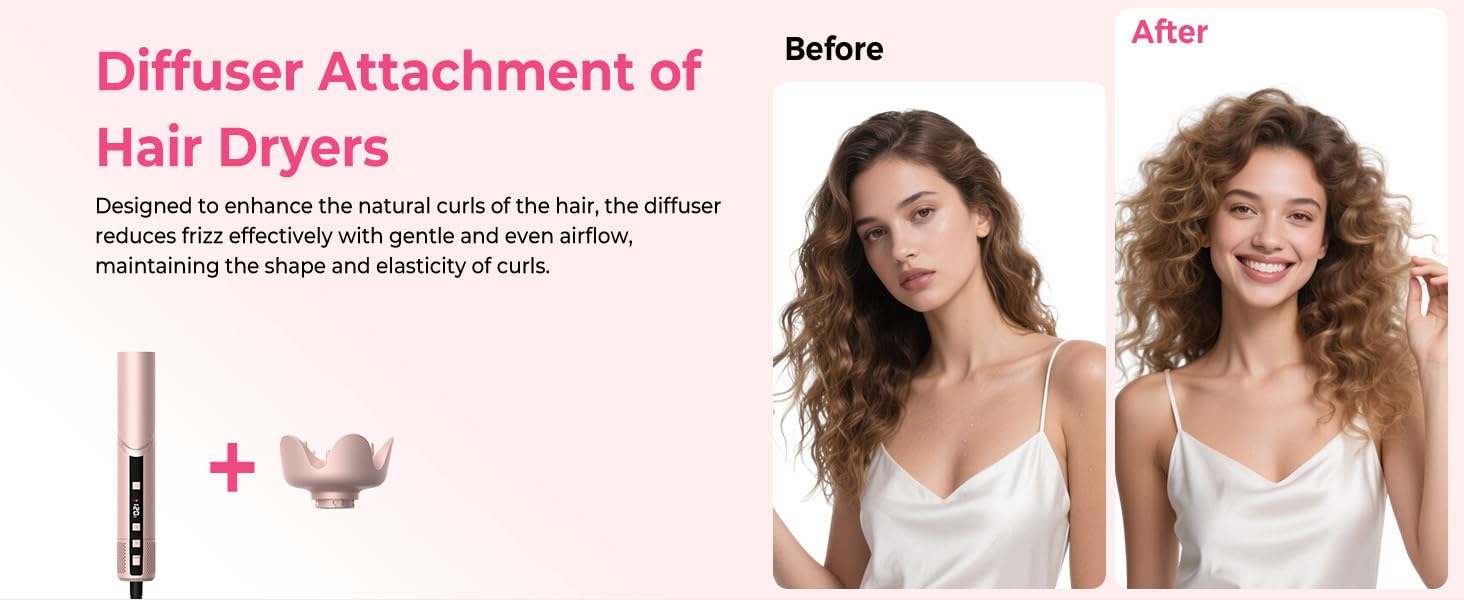 Pro Airbrush Air Styler 6 в 1: Фен-щітка, плойка, стайлер для волосся, 1000W (Червоний)