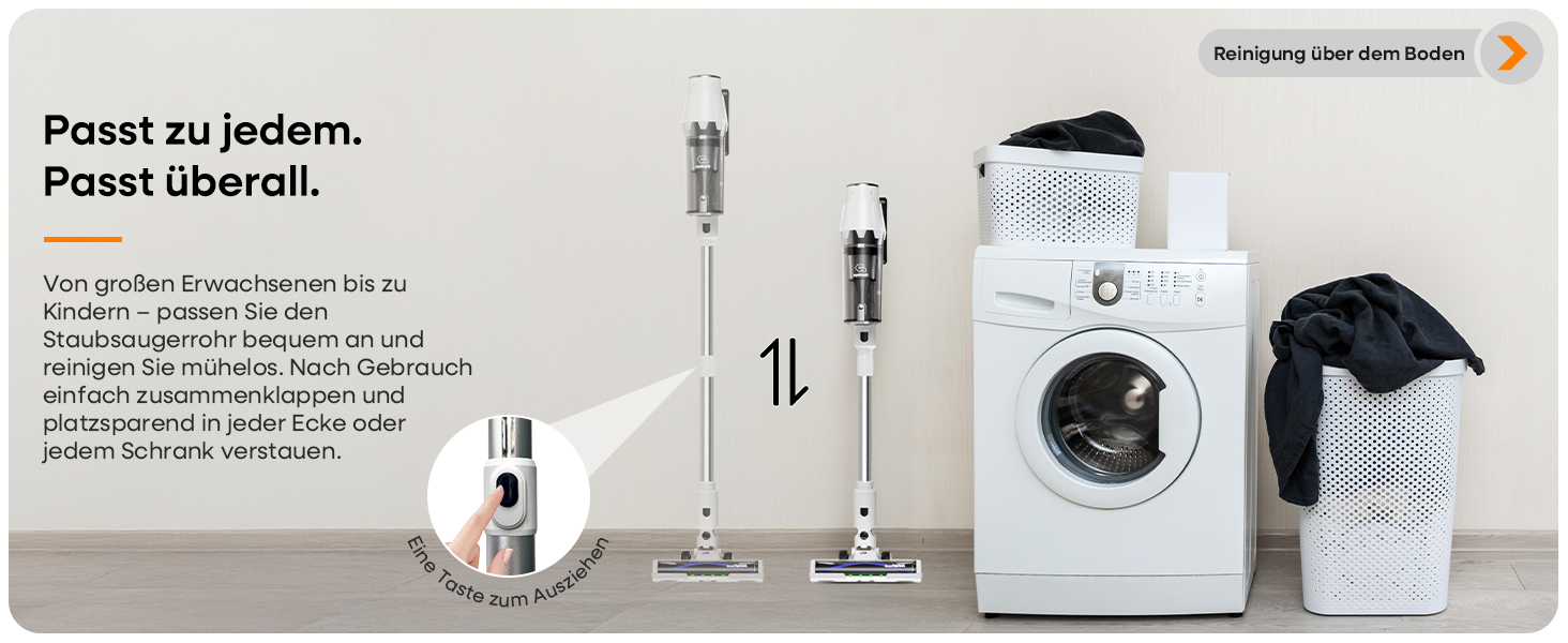 Акумуляторний пилосос ElecKeys 48000Pa/580W з LED дисплеєм, білий. Підходить для твердих поверхонь, килимів та видалення шерсті тварин. 7-шарова фільтрація, антизаплутана щітка, 65 хвилин роботи.