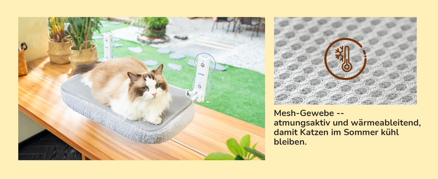 Кішка гамак на вікно CATISM з подушкою, 52x30 см, до 20 кг, сірий, для котів