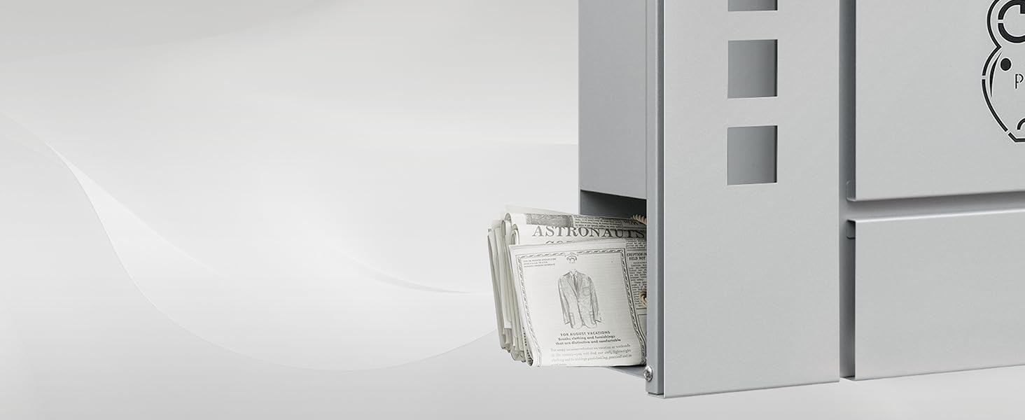 Поштовий ящик WOLTU XXL з газетницею, оглядовим вікном, замком (2 ключі), захистом від реклами, антрацит (сірий+чорний) 10,5x37x37 см