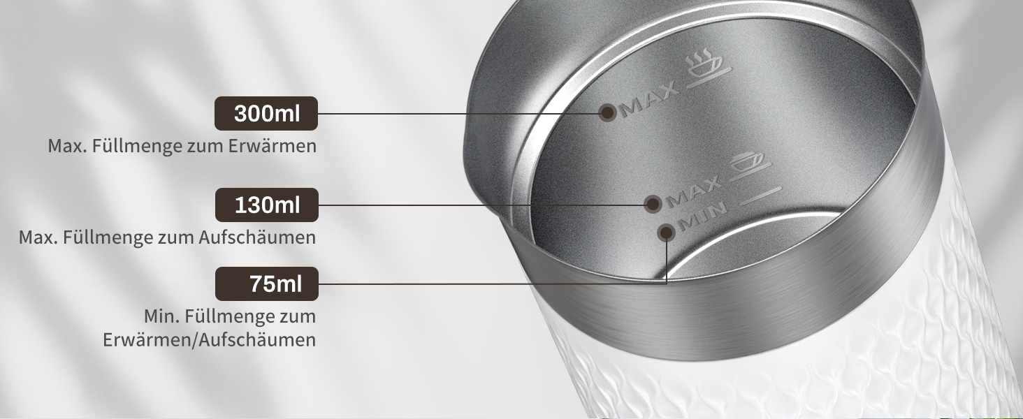 SIMPLETASTE Електричний спінювач молока 4-в-1: нагрів, спінювання гарячого/холодного молока, автоматичне вимкнення, білий