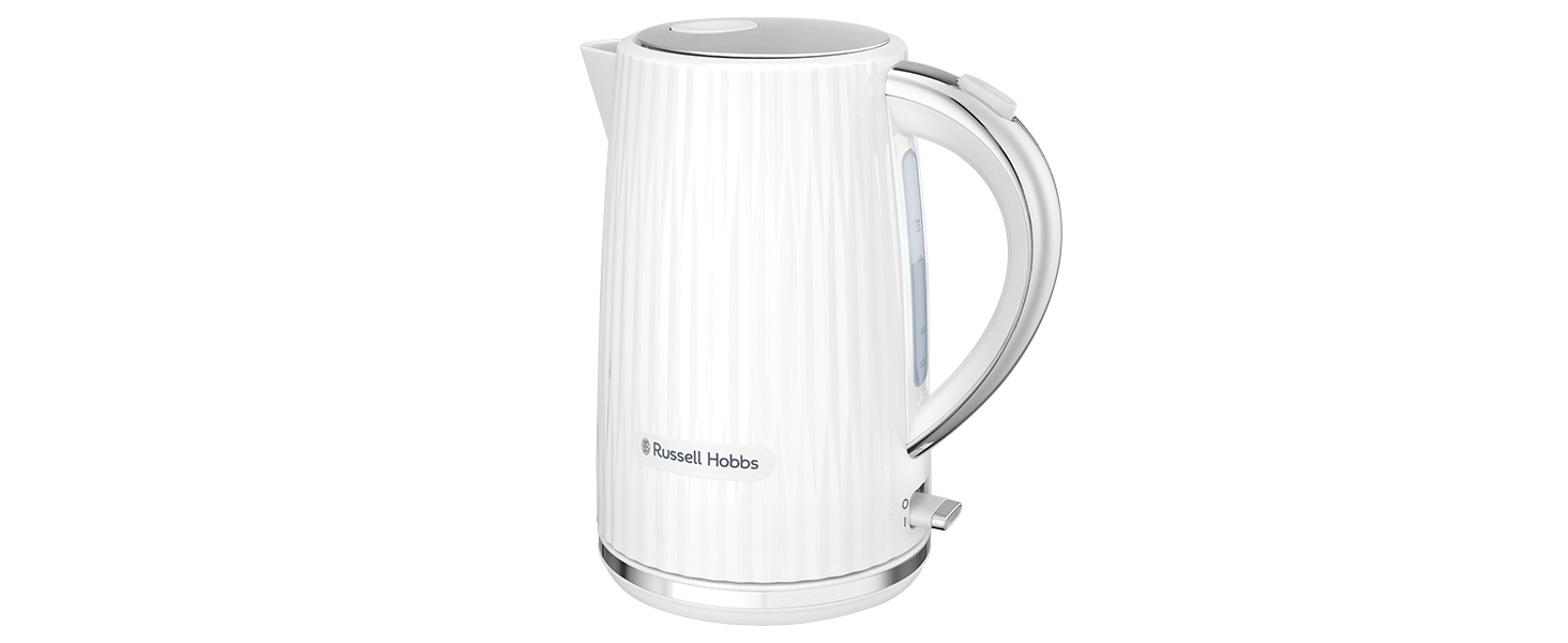 Електрочайник Russell Hobbs Eden 1,7 л 2400 Вт, білий, нержавіюча сталь, знімний фільтр, відкривання кришки кнопкою, індикатор рівня води, підсвітка, BPA free 27360-70