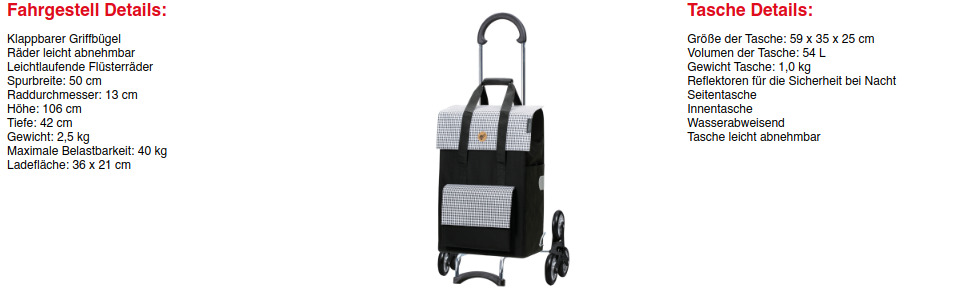 Тролей для покупок Andersen Scala Milla чорний - 54 л, сталевий каркас, 40 кг, сходинковий механізм