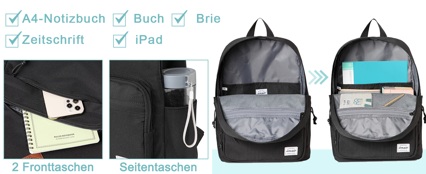 Шкільний рюкзак RAVUO для підлітків, легкий рюкзак для дівчат, денний рюкзак, повсякденна шкільна сумка для університету, школи, подорожей, роботи, бургундський, червоний