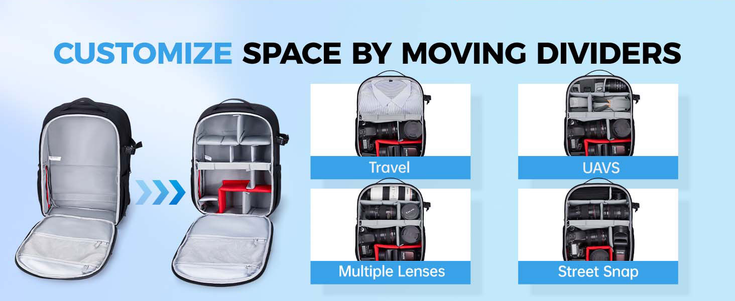 Сумка-рюкзак для фотокамери Bagsmart: водонепроникний рюкзак для фотографів з відділенням для ноутбука 15,6 дюймів, чорний