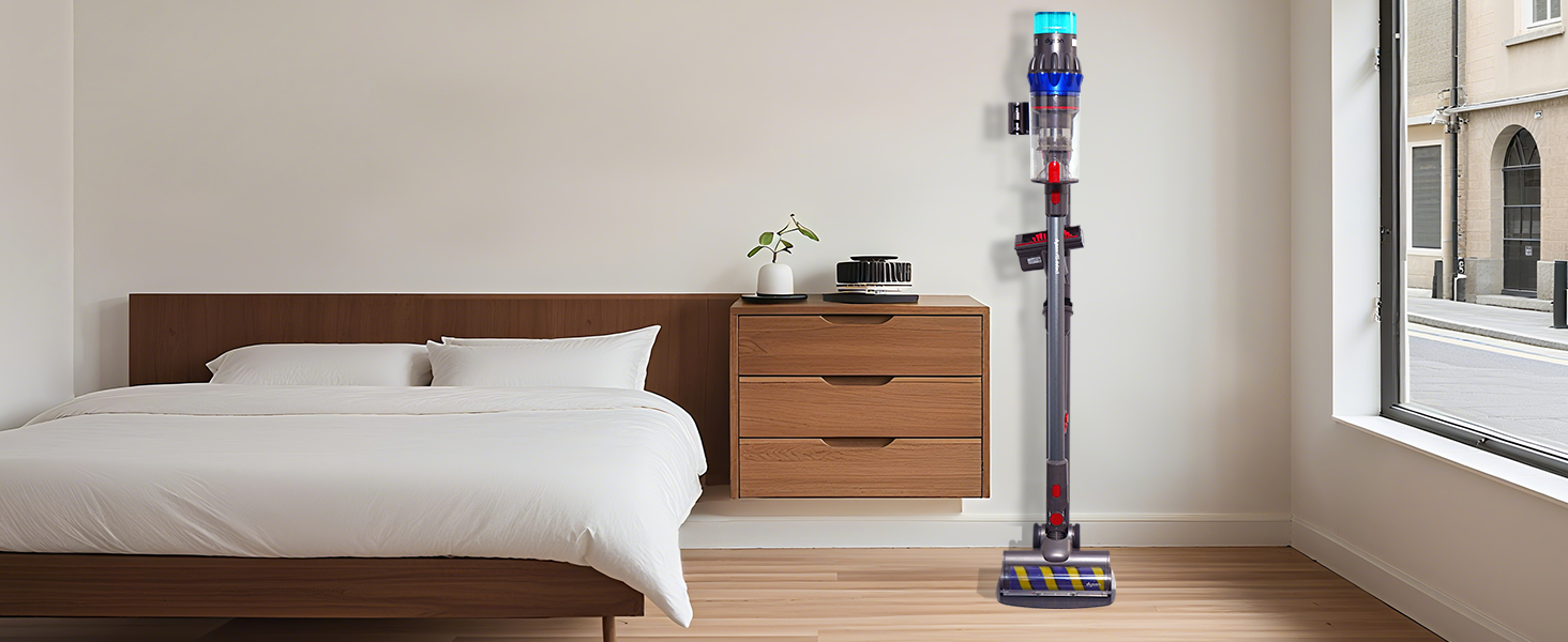 Підставка для пилососів Dyson G5, V15, V12, V11, V10, V8, V7, V6, металева, з 4 гачками та 4 полицями, без свердління, стабільна, на підлогу, приховане кріплення кабелю (темно-сірий)