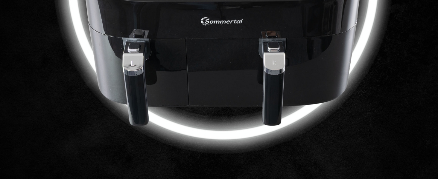 Фритюрниця повітряна Sommertal HF760-7,6L XXL з сенсорним екраном, 8 програм, 2000 Вт - енергоефективна та здорова, велика фритюрниця Air Fryer (9.0L Dual)