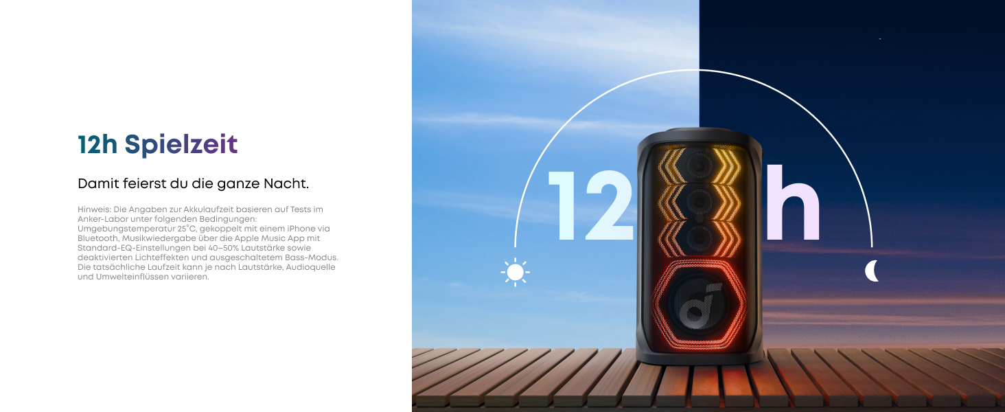 Soundcore PartyBox Rave 3S – портативна колонка з мікрофонами, 200 Вт, Bluetooth, світлодіодна підсвітка, AuraCast, 12 годин роботи, для дому та вулиці