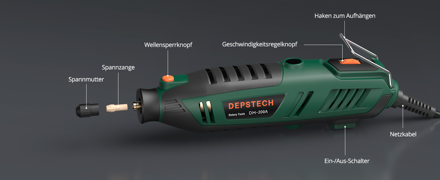 200W Multifunction Tool, Rotary Tool with 6 Variable Speed Settings 10000–40000 RPM, Multitool Set with 128 Accessory Set for Engraving, Drilling, Cutting, Grinding, Carving, Polishing, Sharpening