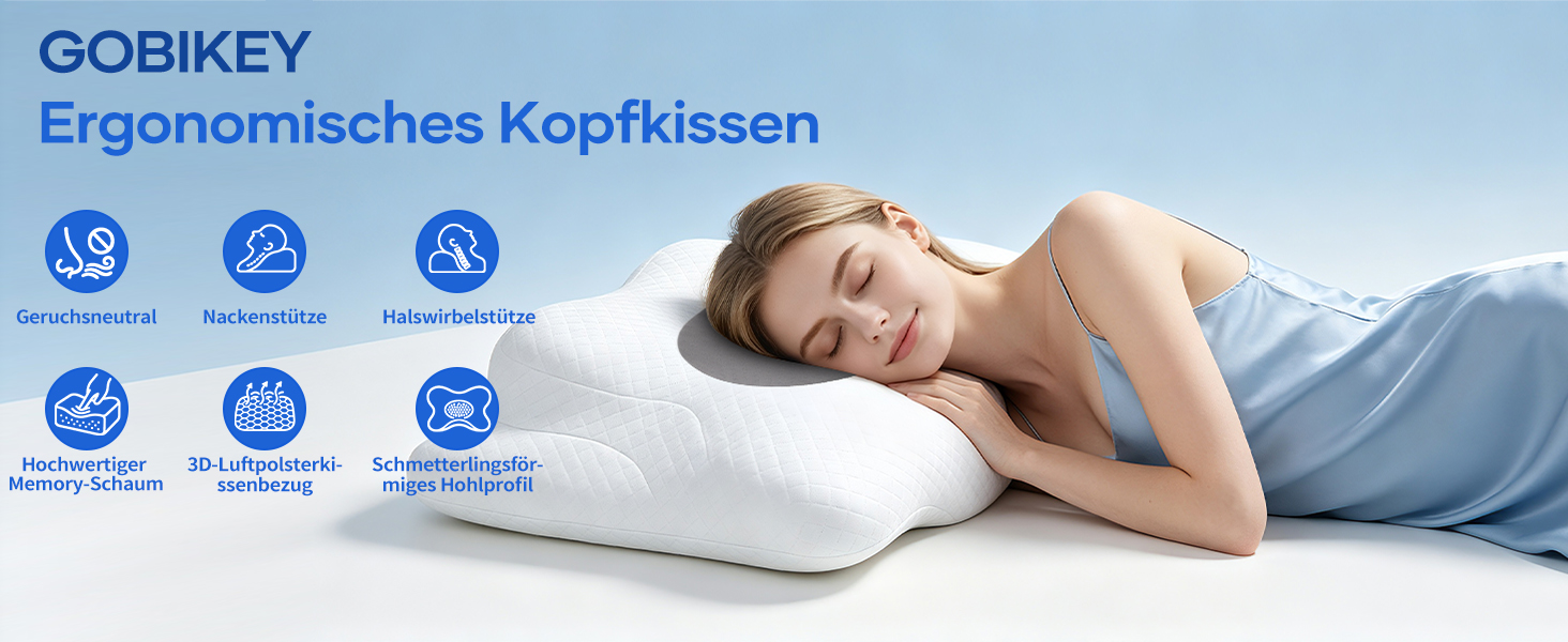 Ергономічна ортопедична подушка для шиї та голови з ефектом пам'яті (Memory Foam), 2-в-1, зі знімним чохлом, сіра, 62 x 39 x 11/13 см