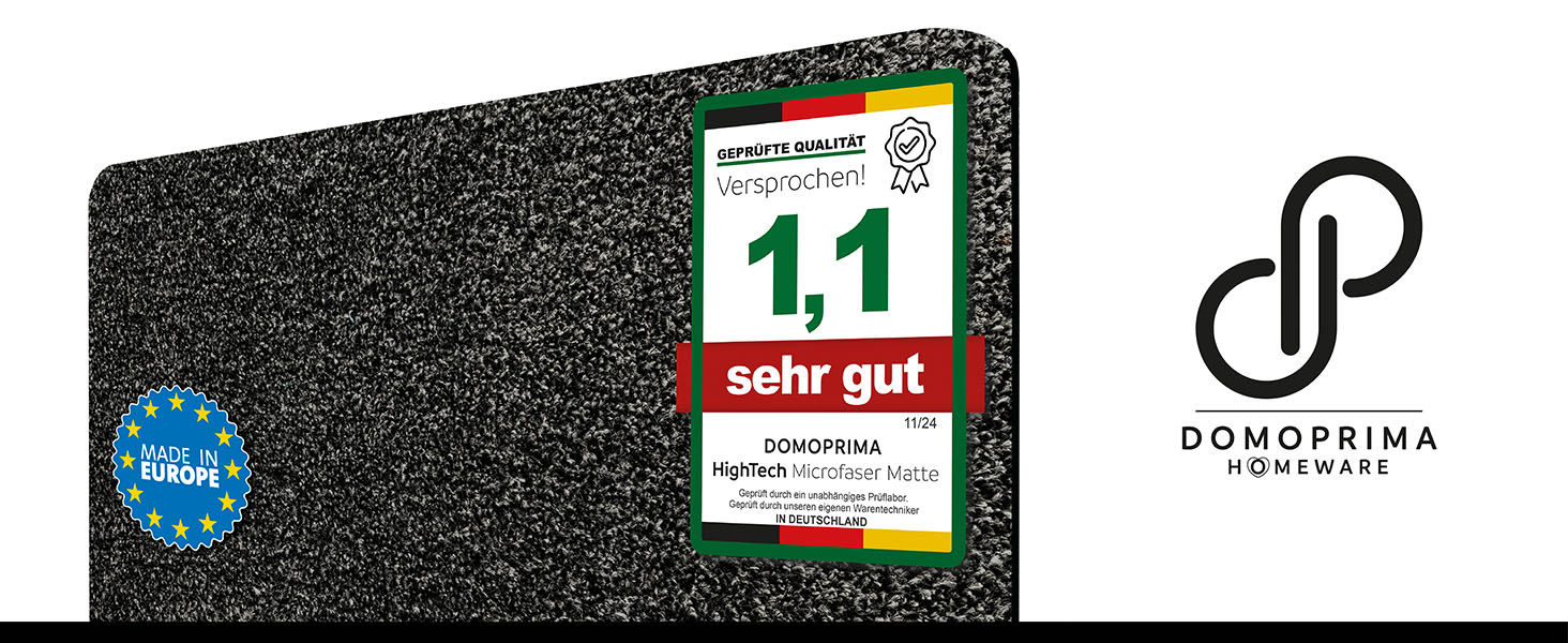 Килимок для підлоги DOMOPRIMA з мікрофібри, миючий, неслизький, надзвичайно поглинаючий та плоский – антибактеріальний, для внутрішнього та зовнішнього використання (Антрацит, 60x40 см)
