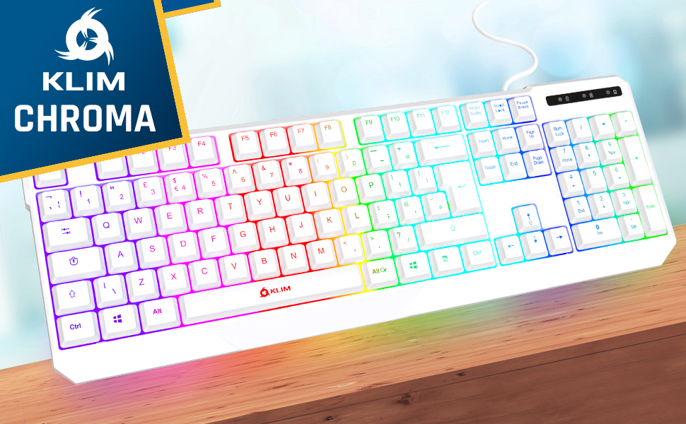KLIM Chroma - ігрова клавіатура QWERTZ DE з підсвічуванням RGB, USB, водовідштовхувальна, ергономічна, для PC, Mac, PS5, PS4