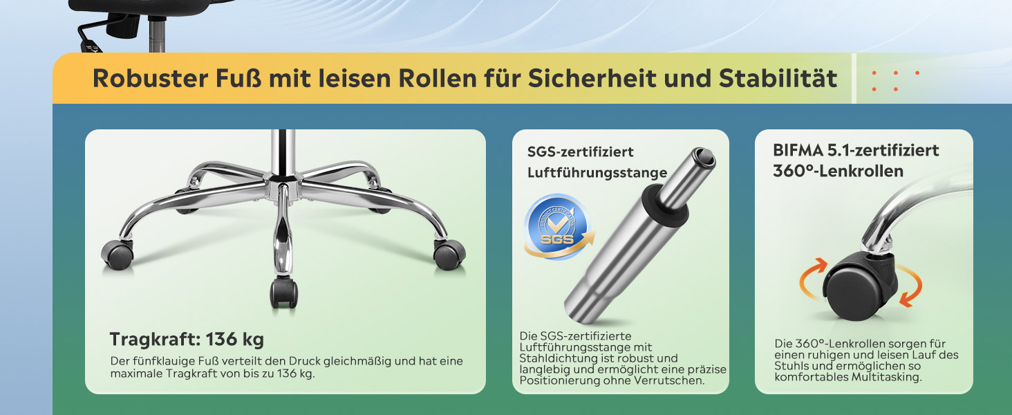 Офісний стіл DEVAISE: ергономічне крісло з регульованою поперековою підтримкою та відкидними підлокітниками, регульована висота, до 136 кг, для офісу (Чорний, без підголівника)