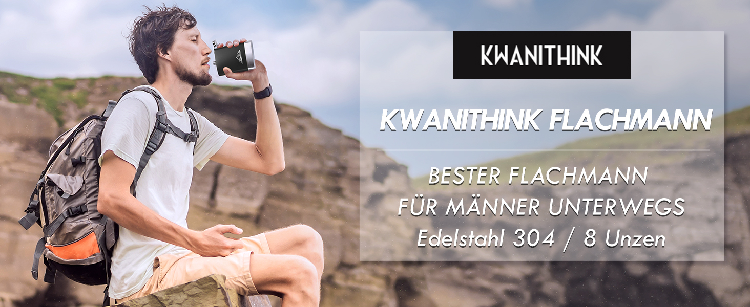 Фляга для віскі KWANITHINK з нержавіючої сталі, 227мл, з воронкою, чорна. Ідеальна для туризму, пікніків, весіль та подарунок татові.