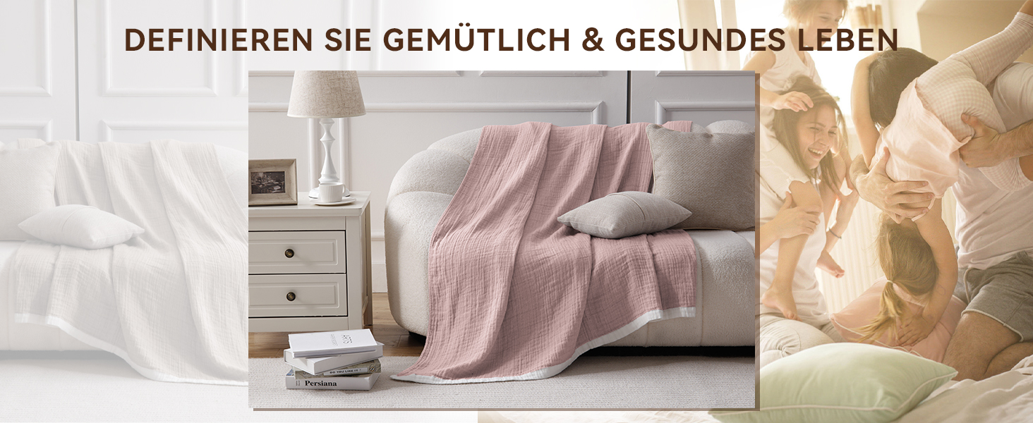 М'яка ковдра Softexly з бавовни 100%, 4-шарова муслінова ковдра, плед для ліжка, дивана, інтер'єру. Плед Softexly 130x150 см (білий, оранжевий, 150x200 см)