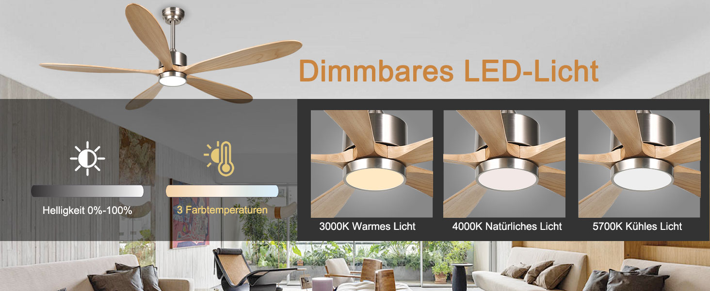 Стеляний вентилятор Reiga з імітацією дерева, 165 см, DC-двигун, керування пультом та Smart Home, 6 швидкостей, колір дерево, для внутрішнього/зовнішнього використання, з підсвічуванням