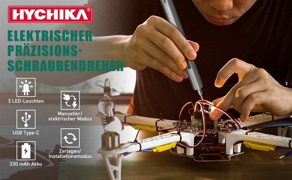 Електрична прецизійна викрутка HYCHIKA для дрібної механіки, набір 67 в 1. Інструмент для ремонту смартфонів, планшетів, консолей, камер, годинників