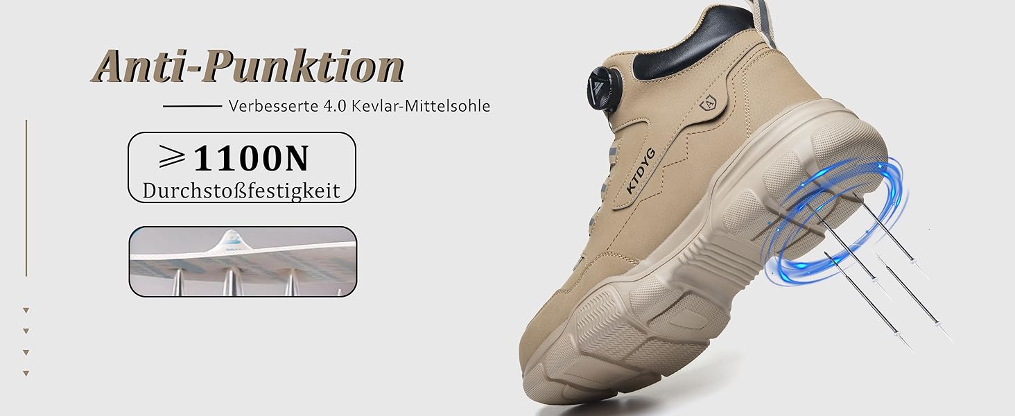 Черевики безпеки чоловічі/жіночі водонепроникні, легкі, спортивні, з металевим носком, антиковзаючі, з поворотним затвором (38 EU, Хакі)