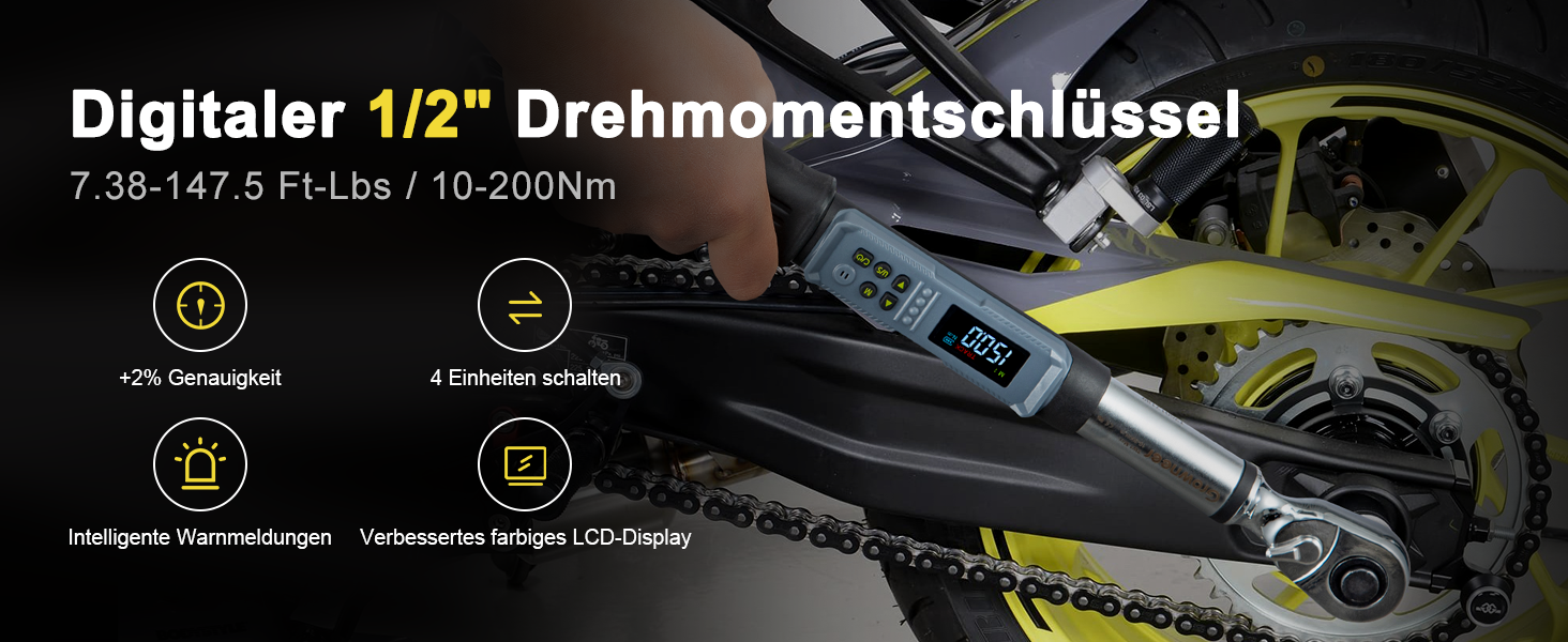 Цифровий шуруповерт з моментом, 2.66-53.1 in-lbs/ 1/4'' Drive, з моментом, для електриків з сигналом та LED-дисплеєм, 27 в 1 (10-200 Нм)