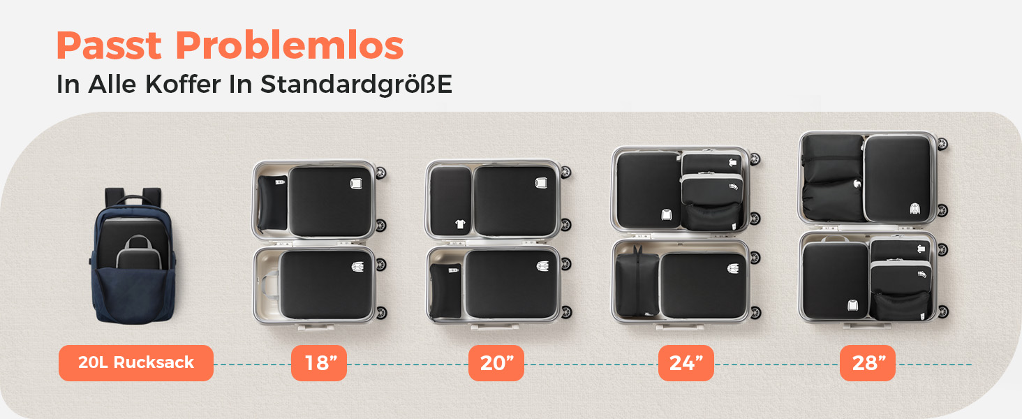 Органайзери для валізи - набір 8 шт. (Compression Packing Cubes), вологостійкий, для подорожей, чорний