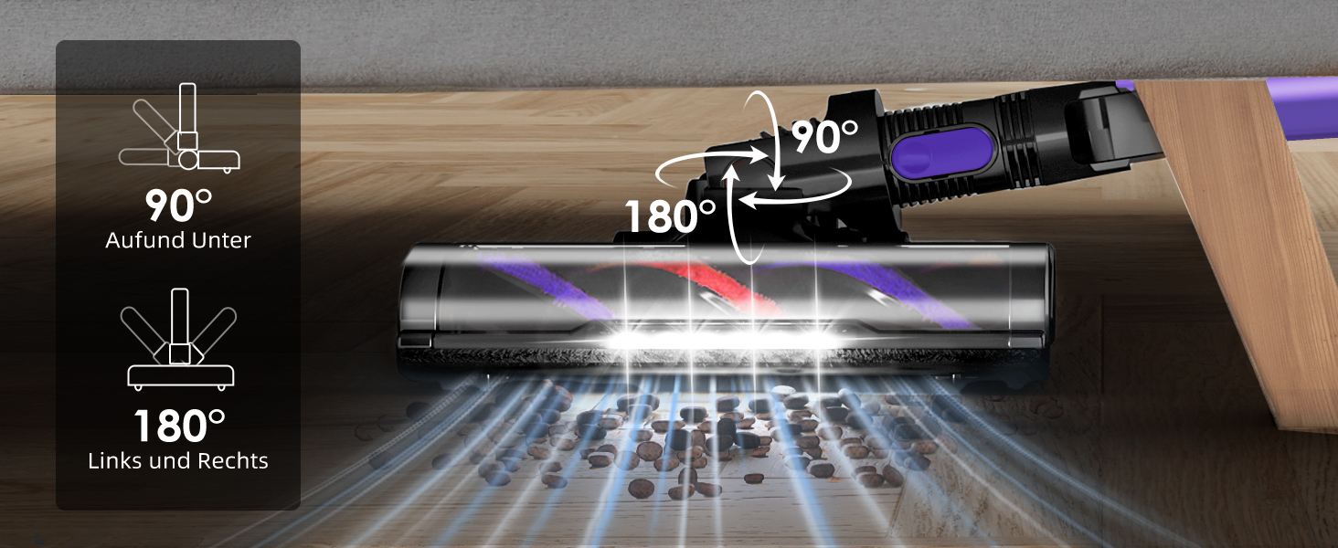 Бездротовий пилосос Authmic 40000Pa з HEPA-фільтрами, 50 хвилин роботи, 450W, для твердих поверхонь та килимів