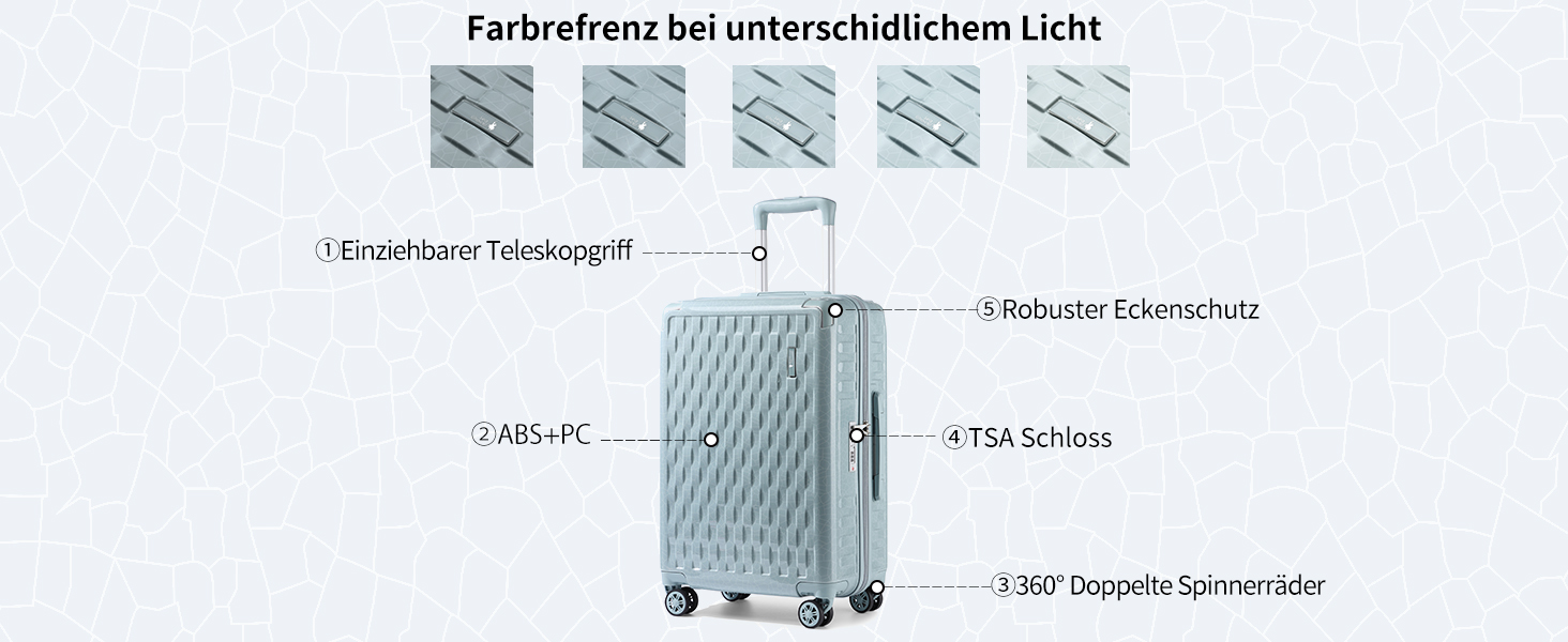 Набір валіз Sea Choice Handgepäck: 3 валізи (55/65/75 см) + косметичка, білий, з TSA-замком