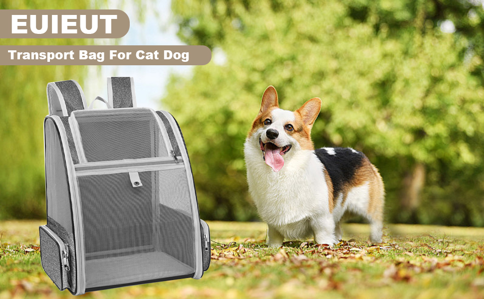 Рюкзак-переноска для кота/собаки, 40x32x28 см, сірий. Ідеально для тварин до 5 кг