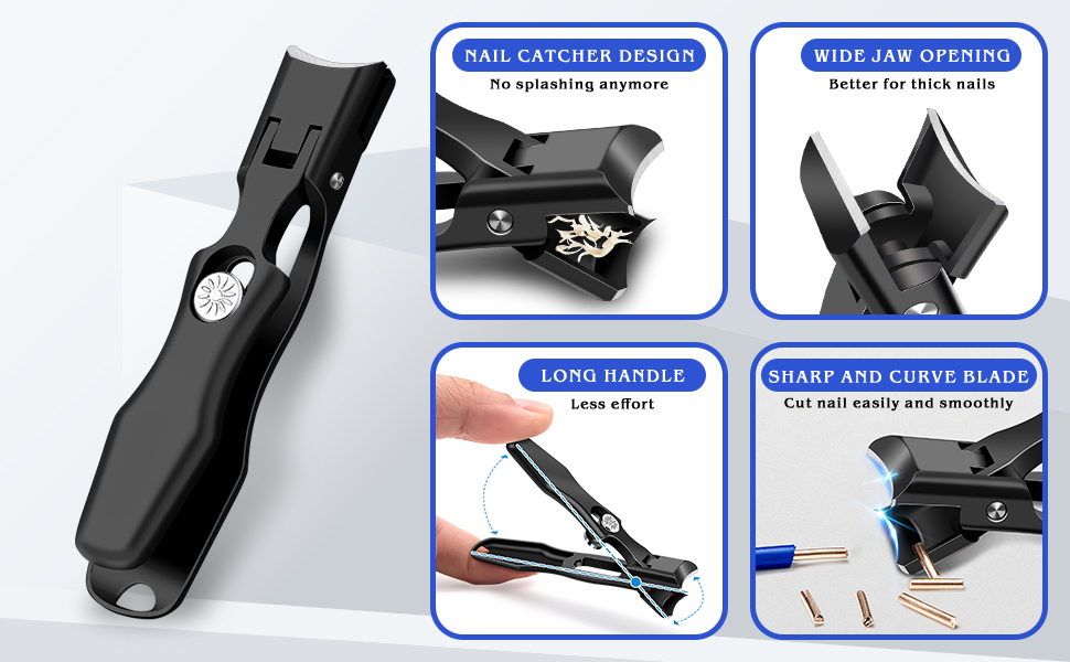 Набір кусачок для нігтів DRMODE Profi: кусачки для врослих нігтів, кусачки для товстих нігтів, ножиці для нігтів для літніх людей та чоловіків (2 шт., чорні)