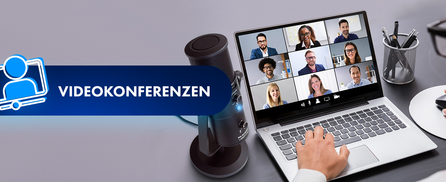 M-Audio Uber Mic - USB конденсаторний мікрофон для геймінгу, стрімінгу, подкастів та студійних записів. 4 характеристики спрямованості, кнопка вимкнення мікрофона, вихід для навушників