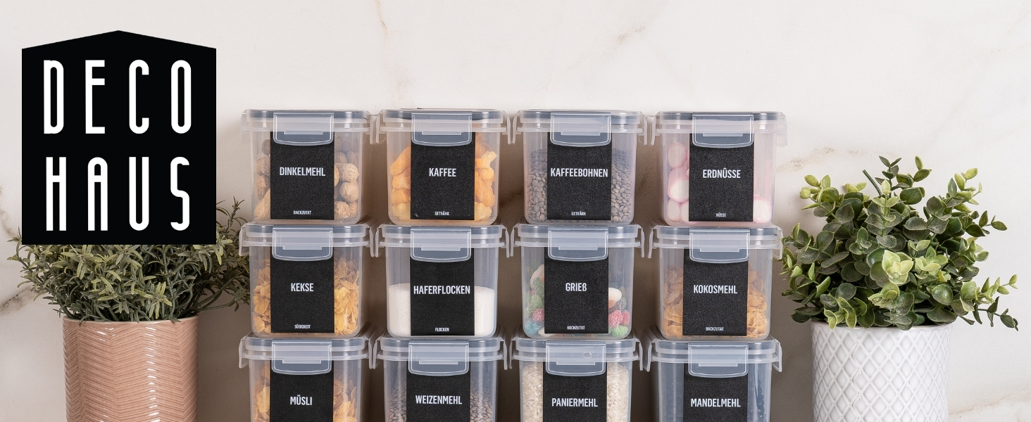 Набір контейнерів для зберігання Deco haus® 24 шт. з кришкою, герметичні - для кухні, паста, мюслі, борошно