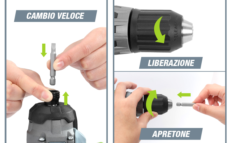 WORKPRO Набір акумуляторних шуруповерт та ударний шуруповерт 20V 2.0Ah (2 акумулятори, зарядний пристрій, 6 свердл, 10 біт)