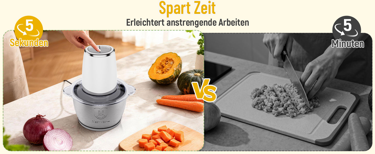 Електричний подрібнювач OUSFOT Multizerkleinerer, 1.8L, 500W, скляна чаша, для овочів, фруктів, м'яса, кухня (білий)