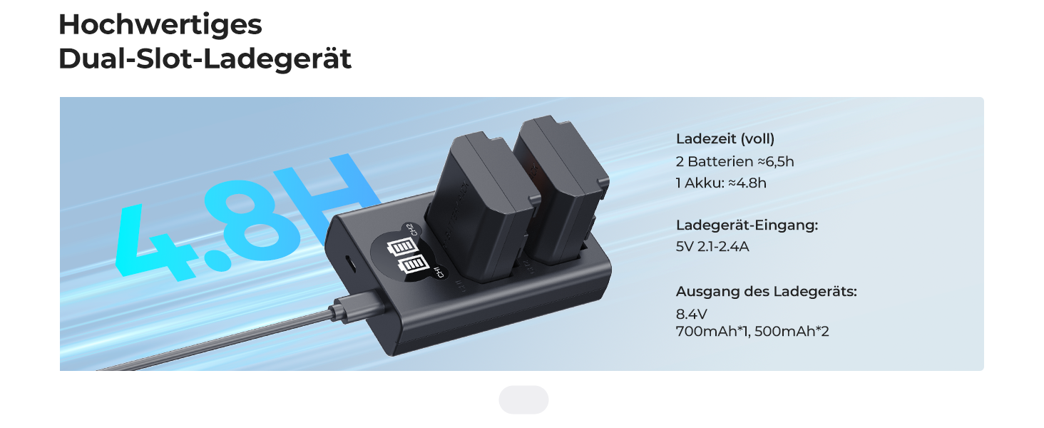 Акумулятори K&F Concept NP-FZ100 2600mAh (2 шт.) з зарядним пристроєм для Sony Alpha A7III, A7IV, A7R III, A7RIV, A7RV, A7C, A7S III, A9, A9II, A6600, A9R, FX3, FX30