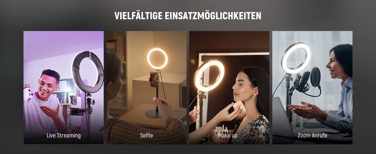 NEEWER Кольцеве світло 80 см 18 Вт з штативом та тримачем для телефону, для iPhone, стрімінгу, відеоконференцій, Zoom, RH8B