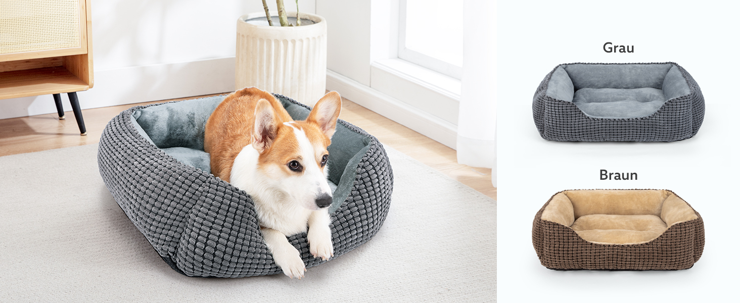 JOEJOY Dog Bed, Medium-Sized Dogs, Washable Dog Basket, Fluffy, Non-Slip Plush Dog Bed, 63x53x20cm, Dog Beds for Small and Medium Dogs and Cats