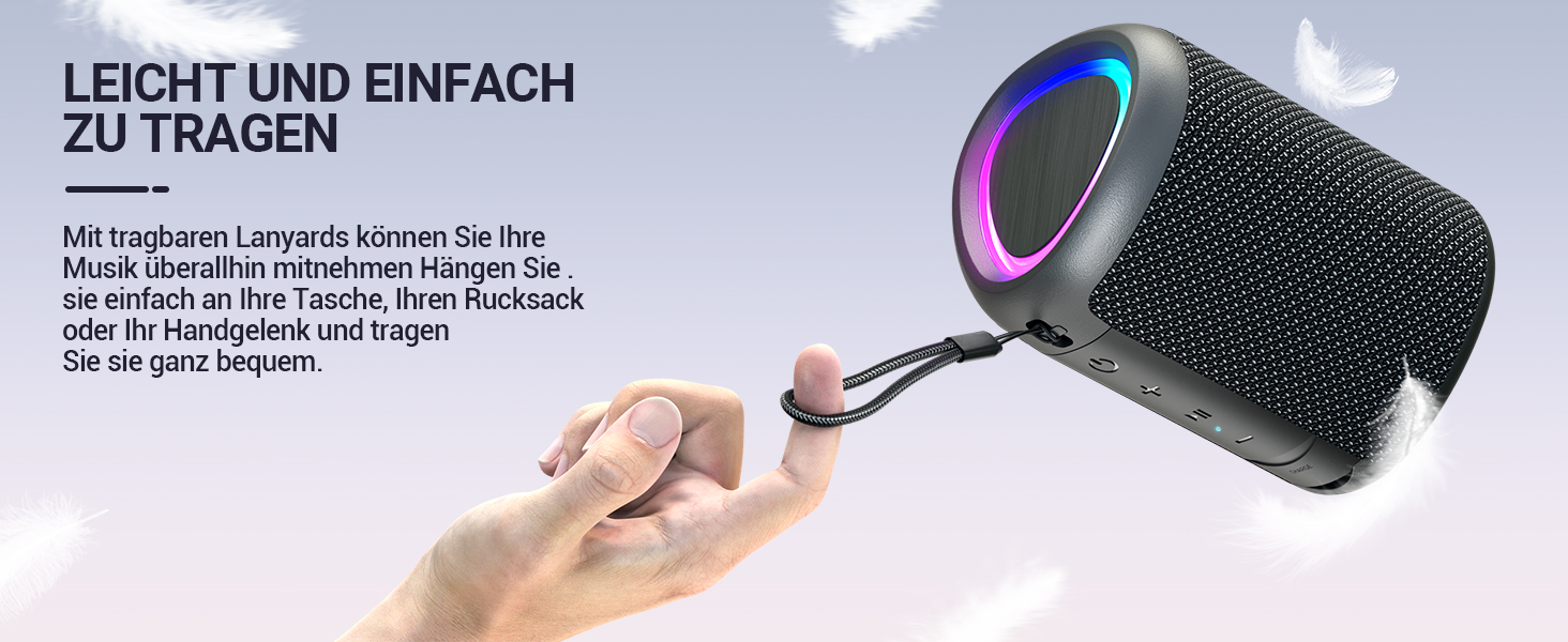 Портативна Bluetooth колонка UOHHBOE з RGB підсвічуванням, 15W, TWS, водонепроникна IPX5, AUX, TF картка, 15 годин роботи