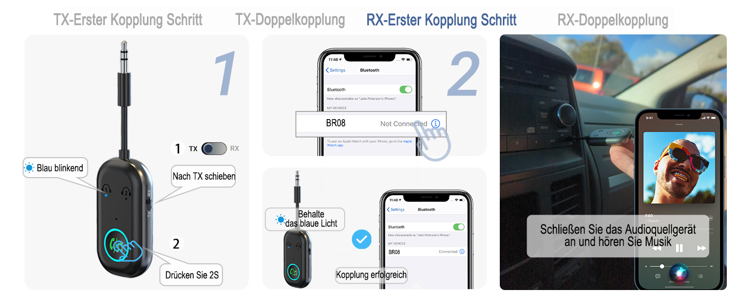 Bluetooth адаптер iKDSAW 2-в-1 (передавач та приймач) 5.3, Aux трансміттер для ТБ, літака, авто, стереосистем та навушників, 3.5 мм Jack